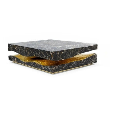Black Marble Square Coffee Table | Luxury Living Room Furniture | European Design