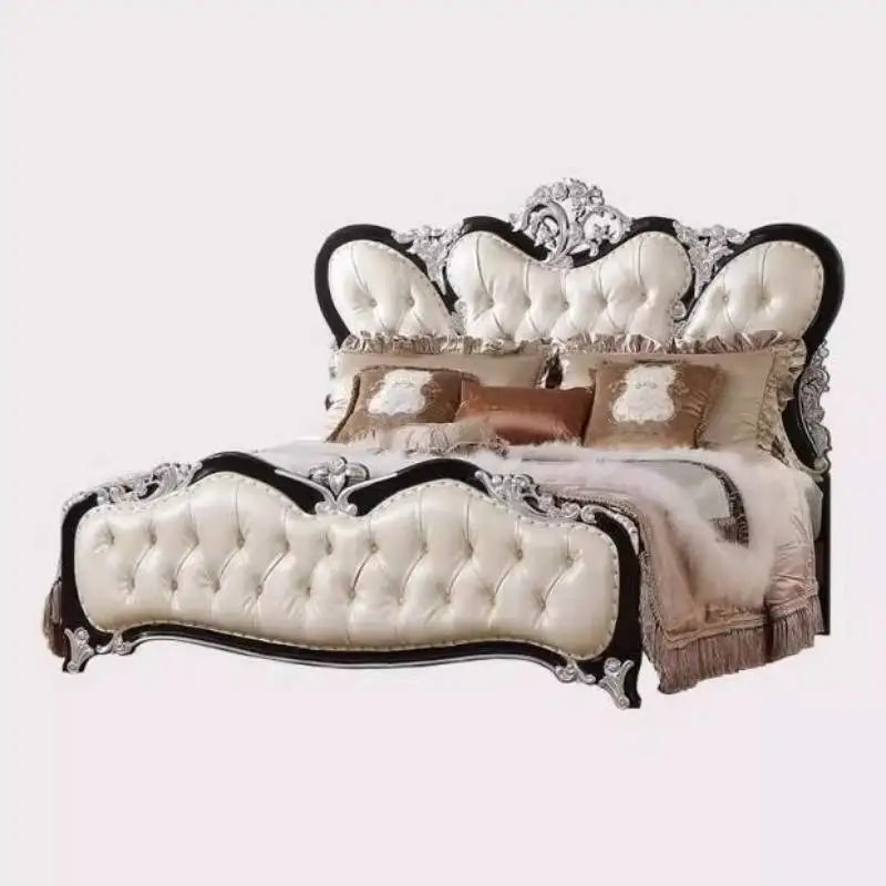 Modern White European Double Bed Frame | Fabric Upholstered | 1800mm