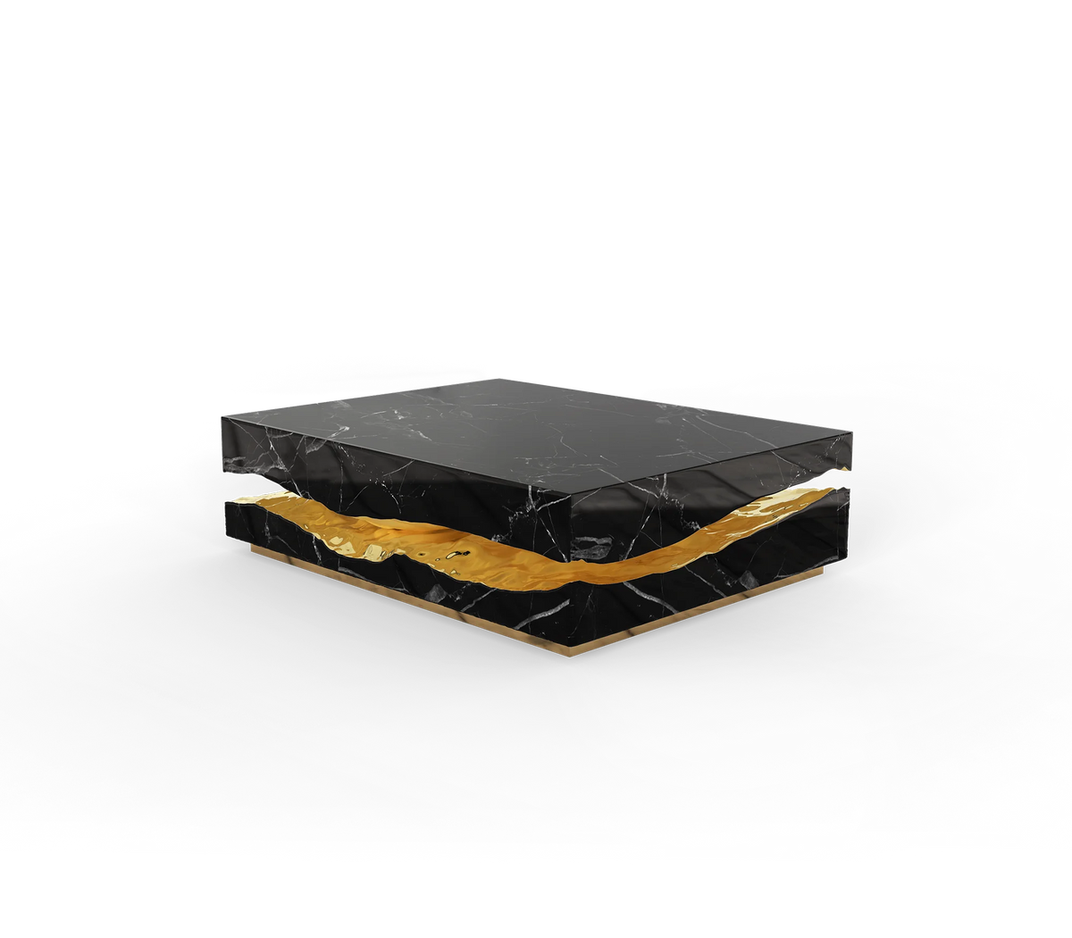 Black Marble Square Coffee Table | Luxury Living Room Furniture | European Design
