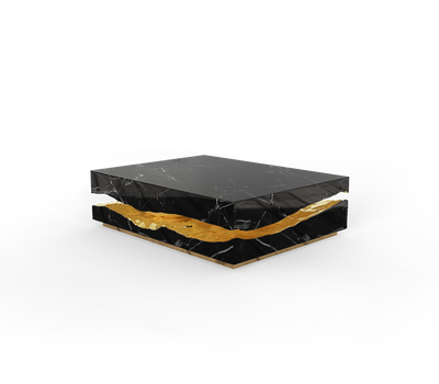 Black Marble Square Coffee Table | Luxury Living Room Furniture | European Design