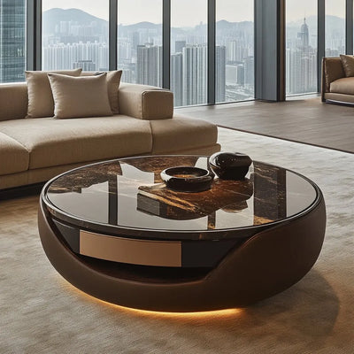 Round Solid Wood Coffee Table | Italian Minimalist Living Room Design