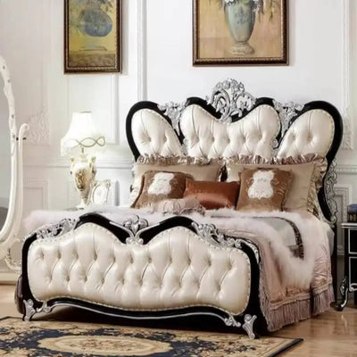 Modern White European Double Bed Frame | Fabric Upholstered | 1800mm