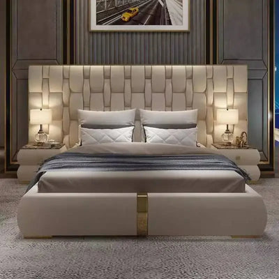 Luxury Genuine Leather Double Bed Frame | King Size 1800mm | Padded Headboard | Minimalist Design