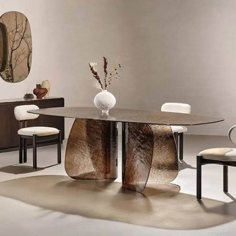 Glass Top Dining Table – Seats 8 | Modern Chinese Style Kitchen Table