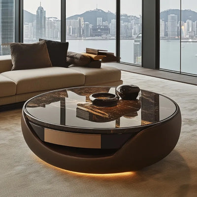 Round Solid Wood Coffee Table | Italian Minimalist Living Room Design