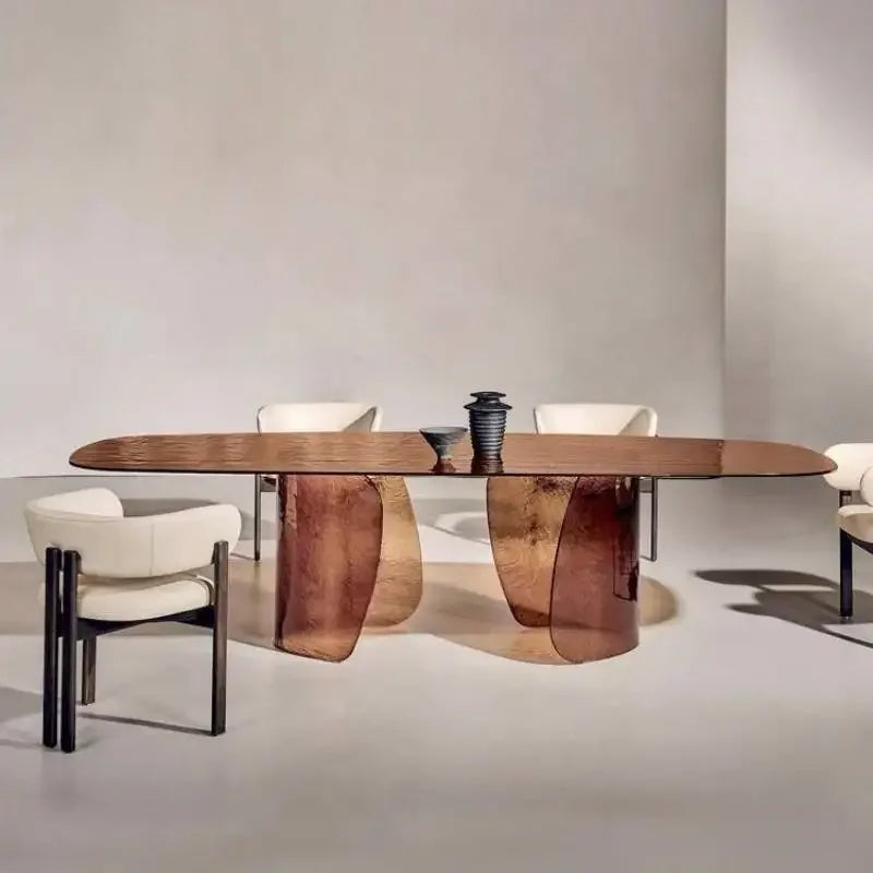 Glass Top Dining Table – Seats 8 | Modern Chinese Style Kitchen Table