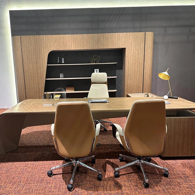 Executive Black Walnut Office Desk | Solid Wood | Mortise & Tenon | 200-360cm