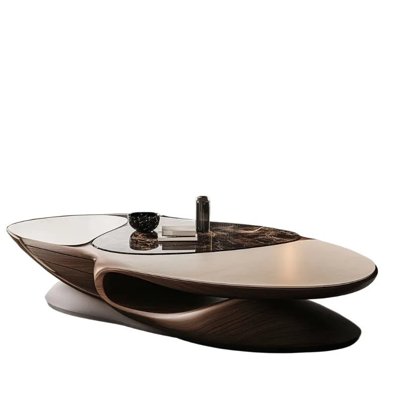 Brown Solid Wood Coffee Table | Luxury Minimalist Living Room Furniture