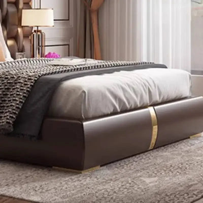 Luxury Genuine Leather Double Bed Frame | King Size 1800mm | Padded Headboard | Minimalist Design