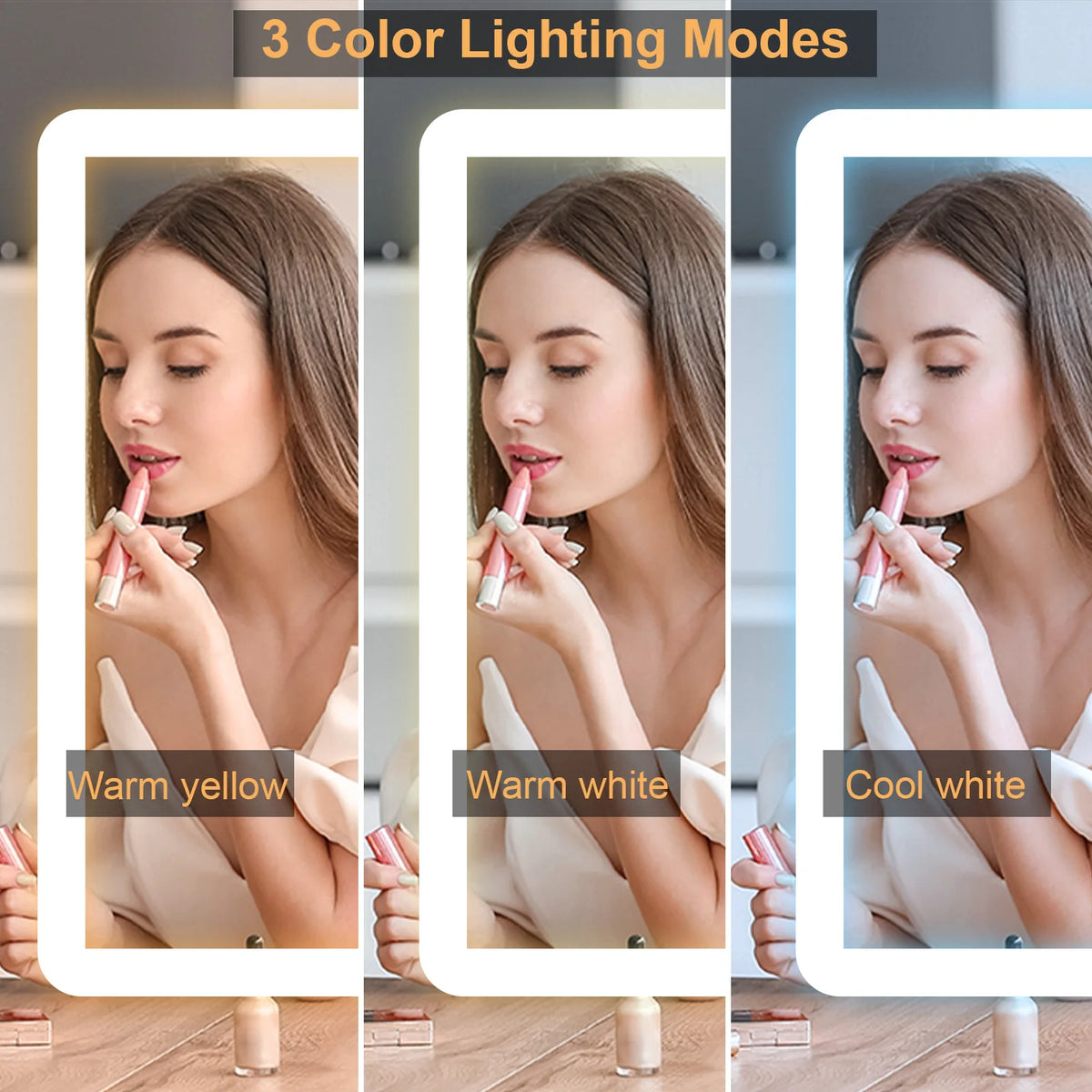 Teousev Modern Dressing Table Makeup Vanity Desk Large LED Sliding Mirror 5 Drawers Dimmable Storage Organizer Bedroom Furniture