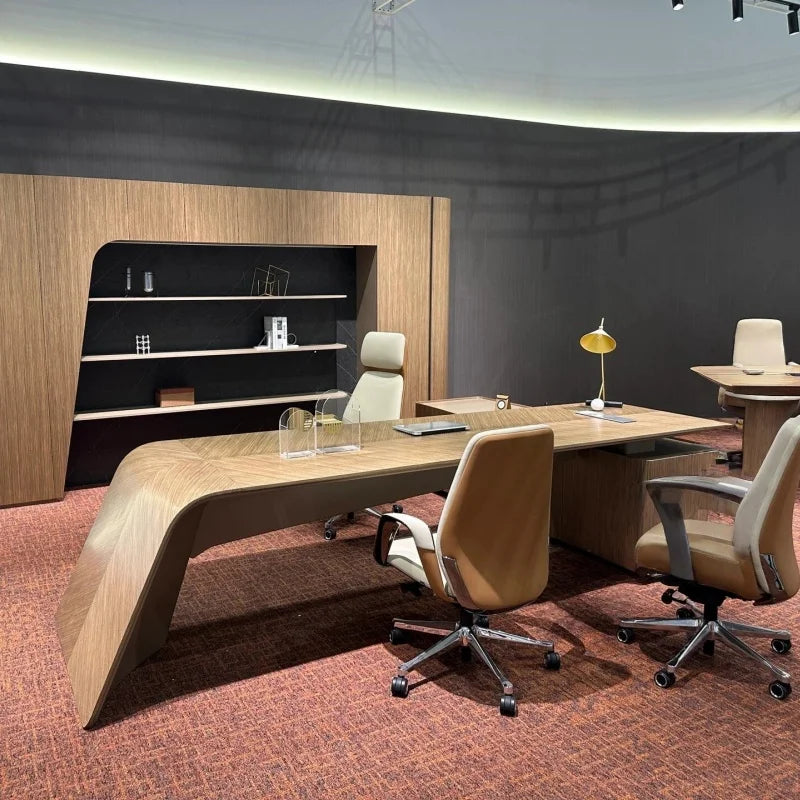 Executive Black Walnut Office Desk | Solid Wood | Mortise & Tenon | 200-360cm