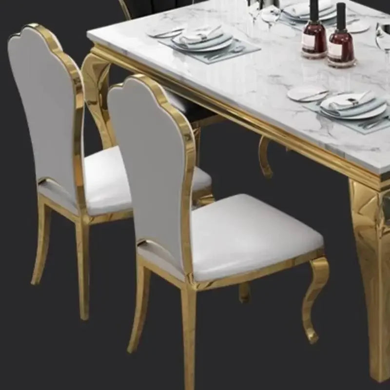 Marble Dining Table Set | Seats 6-8 | Genuine Marble Top | Minimalist Nordic Design
